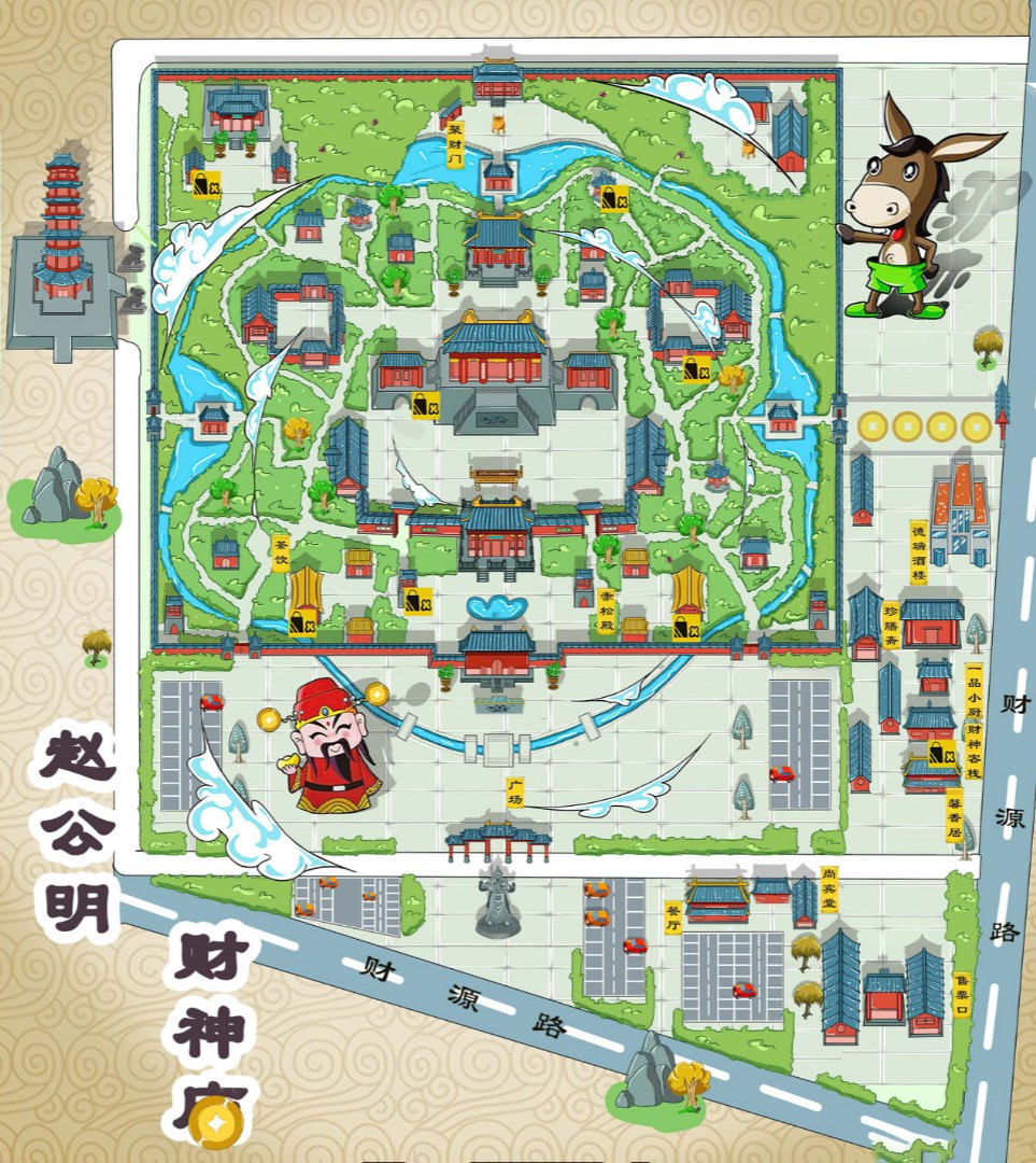 柳河寺庙类手绘地图